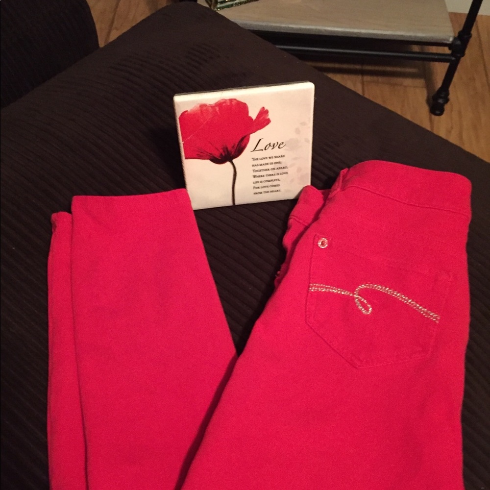 Justice Girls Skinny Red Jeans Size 12R